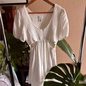 Cut Out White Mini Dress